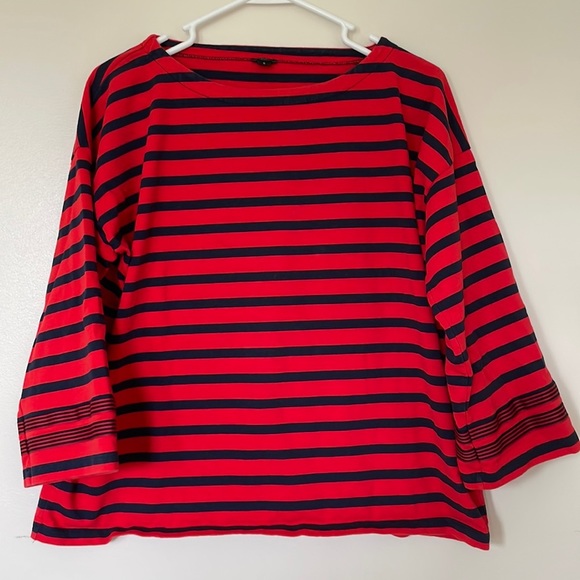 7 Tops $25/ J.Crew Red & Navy Striped 3/4 Sleeve Top. Size Small - Picture 1 of 8